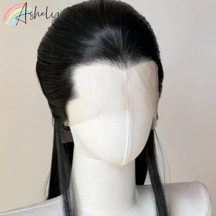 Ashely Widow's Peak Wig Black Lace Front Wig 26inch 13*4 Synthetic Lace Wigs Straight Hair Heat-resistant Fibers Cosplay Wigs