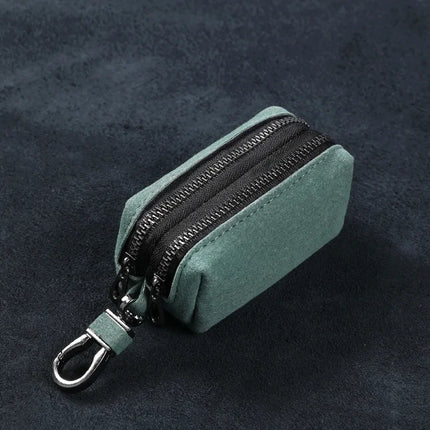 Fashion Single/Double Zipper Key Storage Bag Simple Elegant PU Leather Wallet Bag Large-Capacity Key Holder Organizer Case