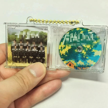 1/50pcs Clear Peripheral Commemorative Album Blank Mini CD Case Pendant For DIY Keychains Backpack Hanging Decoration Keyrings