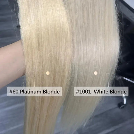 White Blonde 1001# Flat Tip Hair Extensions Keratin Human Hair Extension Fusion Hair 1x0.8cm Bond 12-24inch Non-Remy 1g/strand