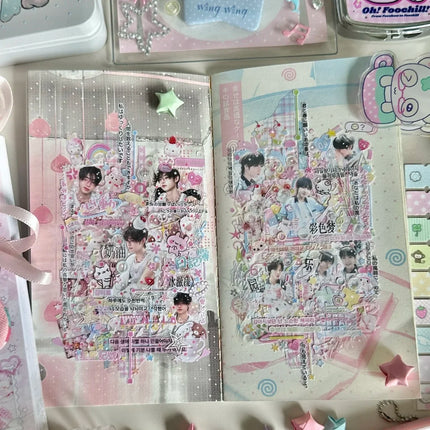 New Pink Color Wish Angel Sticker Book Text Sticker Material Ins High-value Hand Account Diy Collage Decoration Material Gift