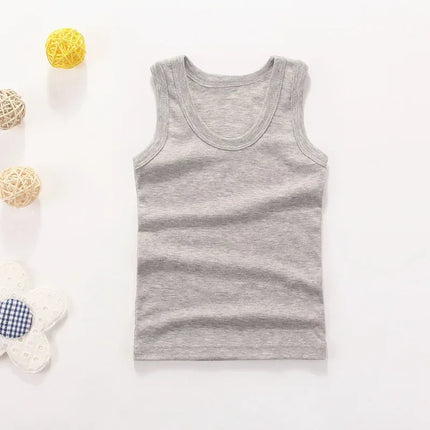 Children's Vests T-shirts Summer Boys Girls Cotton Sports Tops Waistcoat Solid Color Casual Kids Vest