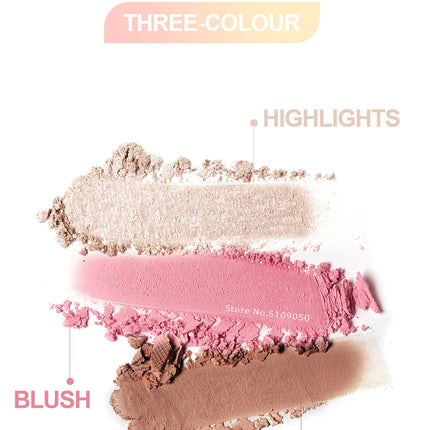 3-In-1 Face Bronzer Highlighter Makeup Palette Matte Pearlescent Blush Contouring Shadow Brighten Three-layer All-in-one Palette