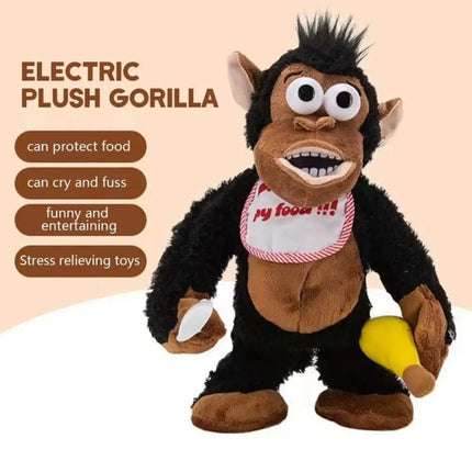 Crying Gorilla Electric Moving Monkey Eating Banana Collection Magnetic Monkey Appease Soft Guarding Food Car Home Gift