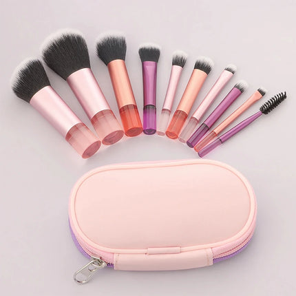 10Pcs Mini Makeup Brush Set Powder Eyeshadow Foundation Blush Blender Concealer Beauty Makeup Tools Brush Professional Supplies