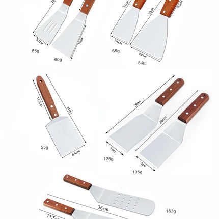 Stainless Steel Spatula and Grill Scraper Non Stick Durable Barbecue Cooking Tools Pizza Shovel Pancake Beef BBQ Utensils