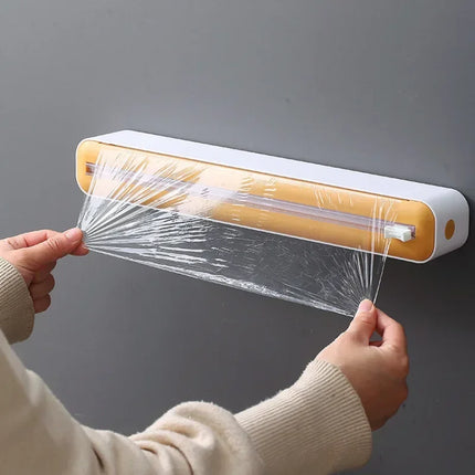 Plastic Wrap Dispensers Multi Purpose Cling Film Dispenser with Cutter Refillable Kitchen Storage Organization
