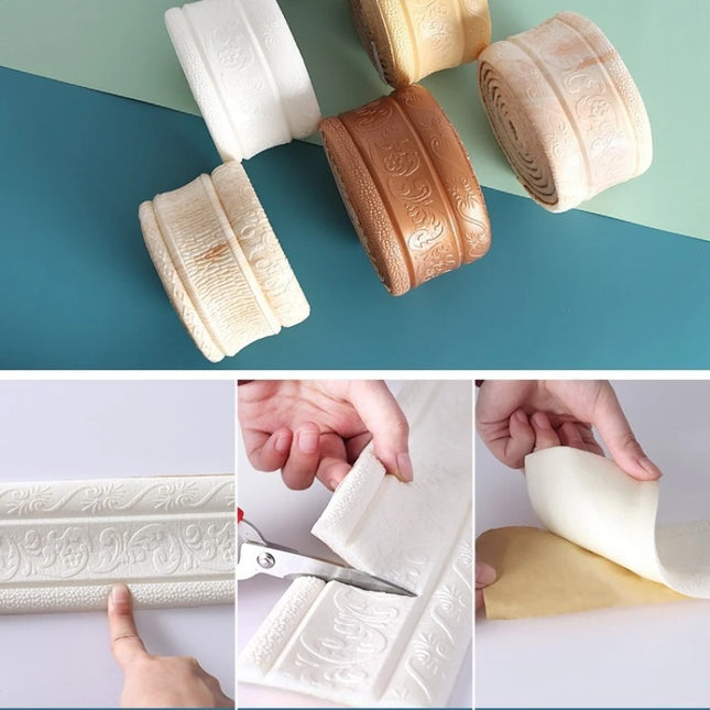 3D Self-adhesive Thickened Wall Sticker Waistline Background Wall Skirting Top Corner Line Waterproof Decorative Edge Banding
