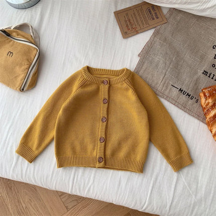 Children Knit Sweater Boys Girls New Autumn Cardigan Kids' Spring Solid Color Casual Coats Toddler Fashion Knit Jackets 0-5Y
