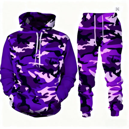 2026 Camouflage Hoodie Two Piece Hoodie Pant Sets Santa Claus 3d Print Set Men Women Fashion Hoodie+Pant Jogging Suits