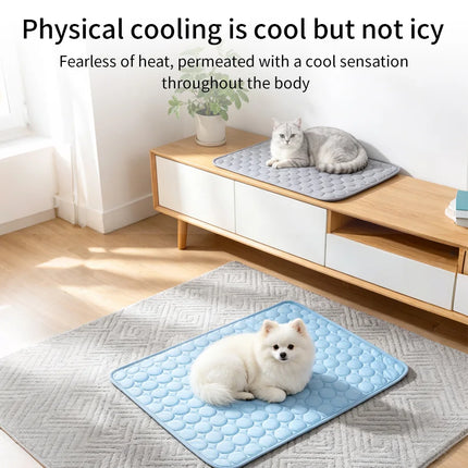 Summer Pet Cooling Pad Non-Toxic Ice Silk Dog Cat Cooling Bed Mat Anti-scratching Reusable Cool Cushion for Dogs Cats