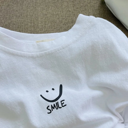1-7T Kids Boys Spring Basic T-shirt Children Autumn Long Sleeved White Pullover Baby Girls Pure Cotton Loose T-shirt Top Clothes