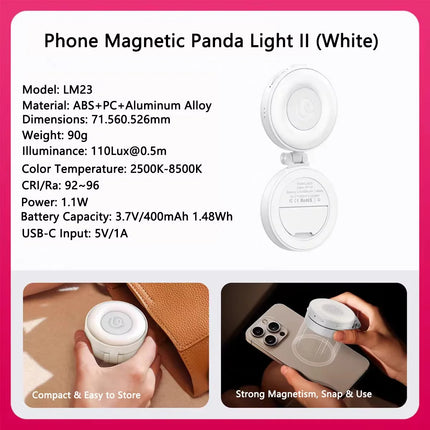 Original Ulanzi LM23 Magnetic Phone Selfie Light with Built-in Makeup Mirror and 360 Degree Rotation Stand