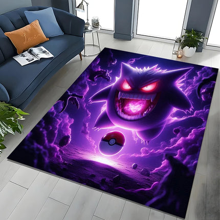 Potdemiel Pokemon Cards Gengar Area Rugs Carpet For Living Room Home Decoration Children's Crawling Living Room Game Floor Mat