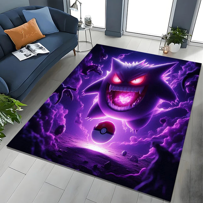Potdemiel Pokemon Cards Gengar Area Rugs Carpet For Living Room Home Decoration Children's Crawling Living Room Game Floor Mat
