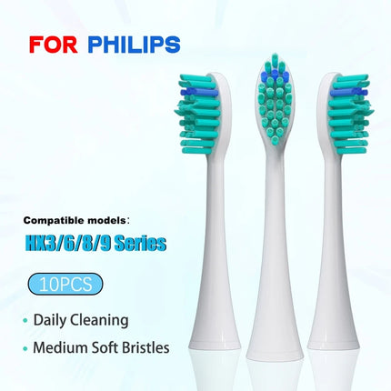 Brush Heads Compatible with Philips Sonicare Tips Soft DuPont Nozzles Vacuum Sealed Packaged Hx3/6/8/9 Series General
