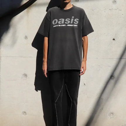 Summer New Oasis Band Men Harbor Style Heavy Cotton Oversize High Street Casual Loose Short Sleeve T-shirt Unisex Autumn Winter