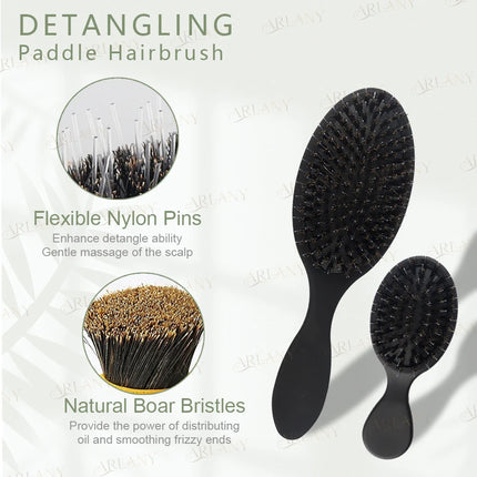 ARLANY Matte Boar Bristle Hair Extension Brush Kit Nylon Teeth Hair Brush Women Cushion Hairbrush Styling Smoothing Detangling