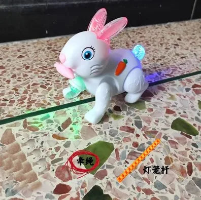 Children's electric leash can walk, little rabbit can carry glowing toys, cartoon