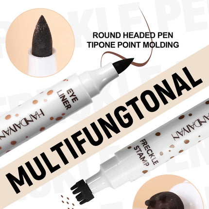 3 in 1 Natural Simulation Freckle Stamp Pen Waterproof Easy Color Freckle Dot Pen Face Fake Freckles Eyeliner Lasting Makeup