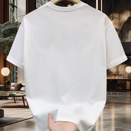 Summer Men's 100% Cotton Casual Sports Loose Large Size Letter Pattern Printed Comfortable Round Neck Short Sleeve T-shirt Top