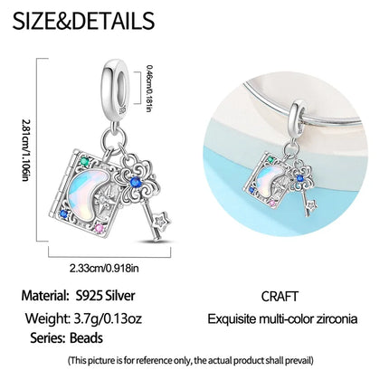 Original 925 Sterling Silver Charms Beads Cute Mushroom Unicorn Love Wings Pearl Charm for Bracelet Pendant Woman Girl Jewelry