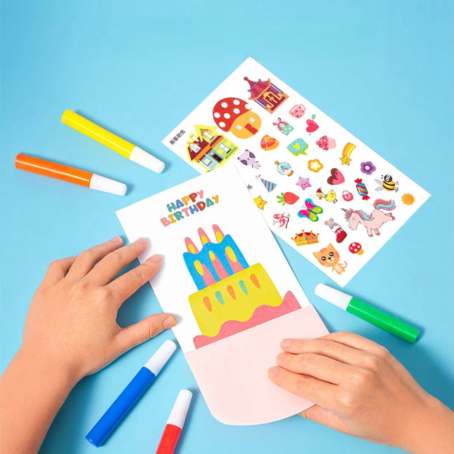 Rainbow Scratch Painting Set Color Scratch Off Pictures Children DIY Artwork Postcards Boys Girls Fun Craft Drawing Toys