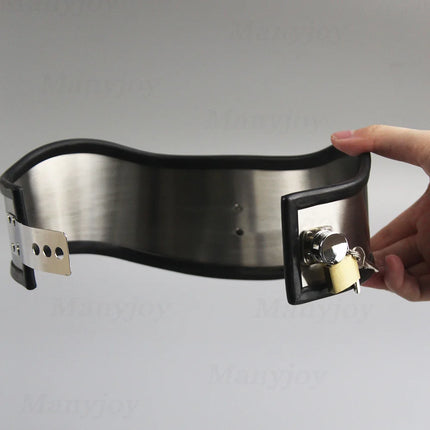 LILUPLAY Stainless Steel Neck Collar Bdsm Bondage Lockable Dog Collar Neck Harness Collar with Leash Chain Sex Toys for Couples