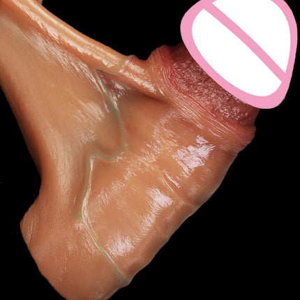 Realistic Soft Sliding Foreskin Dildo Vaginal Masturbation Double Penis Suction Cup Cock Woman Anal Sex Toy Fake Male Genitals