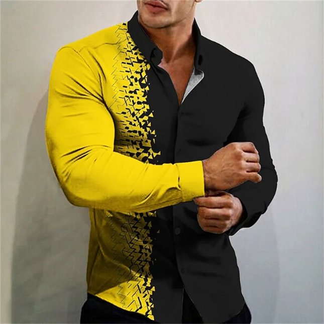 3D printed poker print, high-quality and comfortable men's boutique fashion long-sleeved shirt, trendy printed men's shirt