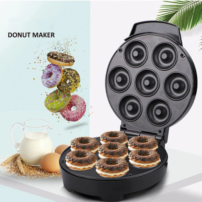 7 Holes Electric Donuts Maker Machine Mini 110V 220V Automatic 1000W Non-Stick DIY Doughnut Cake Baking Oven Pot for Kids Snacks
