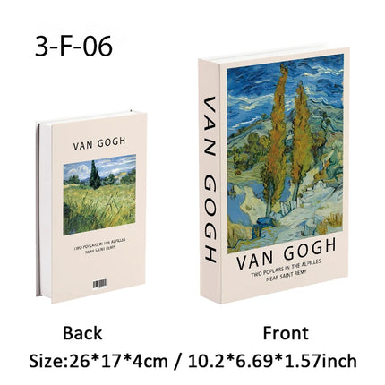 Van Gogh Monet Fake Book Painting Decorative Books Storage Box Sunflower Water Lily Coffee Table Books Home Decor Shooting Props