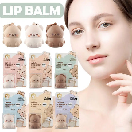 Children Fruity Lip Balm Moisturizing Anti-Dry Anti Crack Lip Balm Baby Available Lip Care Cute Little Bear Lipstick SkinCare