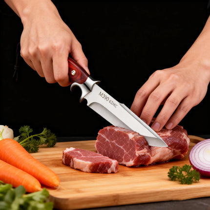 One High-end Kitchen Knife - A Japanese Stainless Steel Chef's Knife With A Knife Sheath And A Wooden Handle For Slicing Meat