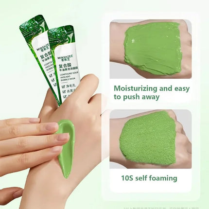12pcs Avocado Bubble Facial Mask Brightening Firming Moisturizing Face Mask  Beauty Skin Care Facial Bubble Cover Foam Masque