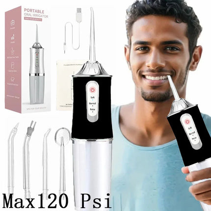 Portable Cordless Dental Water Irrigator Flosser Waterproof Travel Rechargeable 4 Modes Ipx7 Oral Teeth Irrigador Irrigation