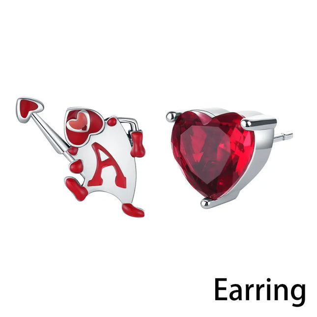 LILAPURA 925 Silver Letter A Ring Hearts Poker Earrings Necklace For Women DIY Original Romantic Fine Jewelry Party Lover Gifts