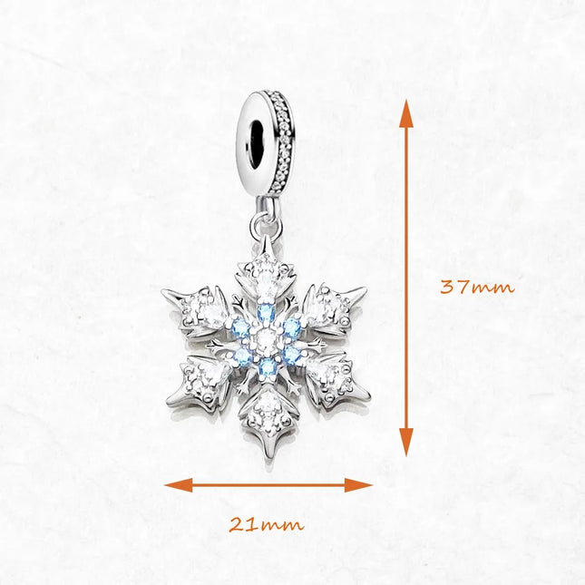 Blue Stone Snowflake Pendant Dangle Charm For Women Fine Jewelry Romantic Gift Real 925 Sterling Silver