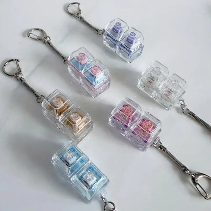 Fingertip Keyboard Clicker Toys 1/2/3/4/9 Key Crystal Keychain Stress Relief Anti-Anxiety Decompression Gadget