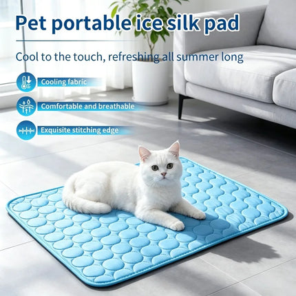 Summer Pet Cooling Pad Non-Toxic Ice Silk Dog Cat Cooling Bed Mat Anti-scratching Reusable Cool Cushion for Dogs Cats