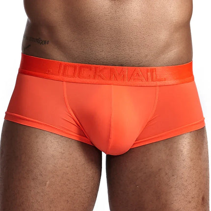 Sexy Ultra-thin Ice Silk Material Men's Underwear Fashion Solid Color Boxer Briefs Summer Cool and Breathable Male Trunks