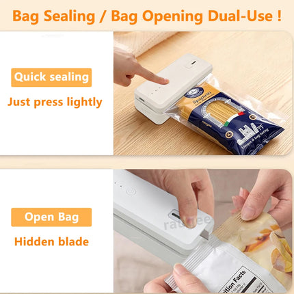 Plastic Bags Sealer Portable Mini Bag Heat Sealer Rechargeable Handheld Food Packaging Sealing Machine Thermal Bags Sealer