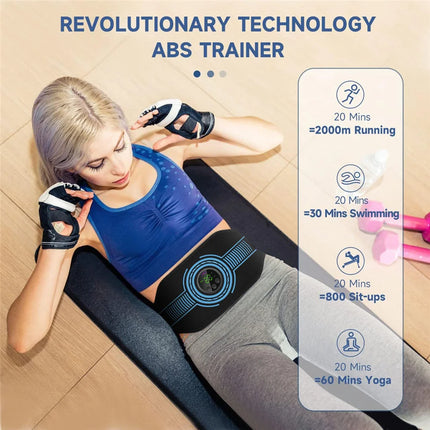 Smart EMS Ab Stimulation Belt - Rechargeable Muscle Toner for Home Gym Fitness & Body Contouring