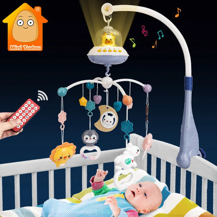 Baby Toy 0 12 Months Crib Mobile Musical Rattle For Newborn Music Box Projector Rotating Holder Bed Bell Infant Gifts