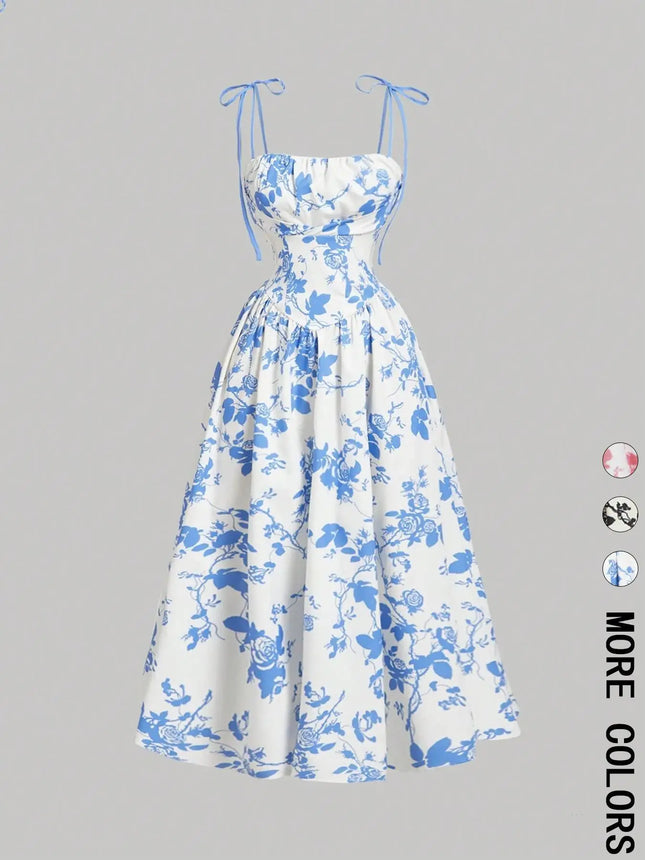 New Women's Print Spaghetti Strap Dress Summer Fashion Elegant Casual Office Party Casual Dresses For Women Robe Femme Vestidos