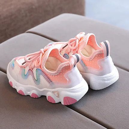 2022 Breathable Toddler Boy Sneakers Stretch Fabric Fashionable Baby Running Shoes Pink School Girl Sports Shoes Sneakers
