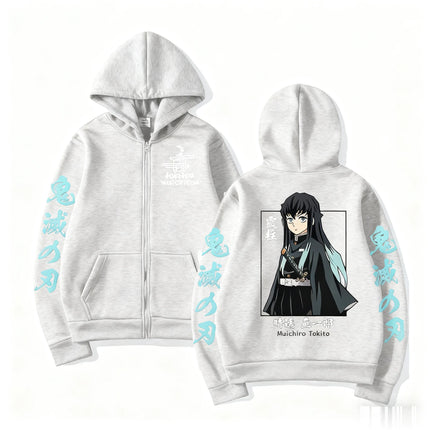 Demon Slayer Muichiro Tokit Hoodie Anime Jacket Zip Up Casual Tops Streetwear 2026 Autumn Winter Long Sleeve Pullover Men Women