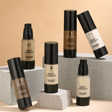Long-Lasting Waterproof Liquid Foundation with Oil Control & Moisturizing, High Coverage Sweat-Resistant Concealer for Women,