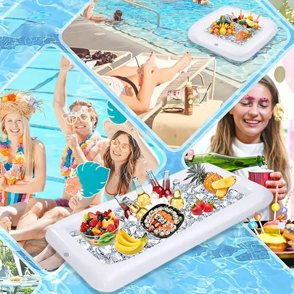 1 Piece of Inflatable Serving Stick, Ice Self-Service Salad Serving Tray, Food and Beverage Holder, Cooler Container