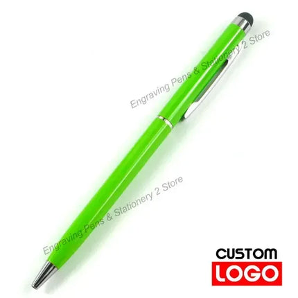 100 Pcs 13-color Metal 2-in-1 Stylus Universal Ballpoint Pen Custom Logo Text Engraving Office School Advertising Pen Wholesale
